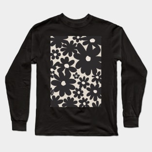 Black Flowers Pattern Long Sleeve T-Shirt